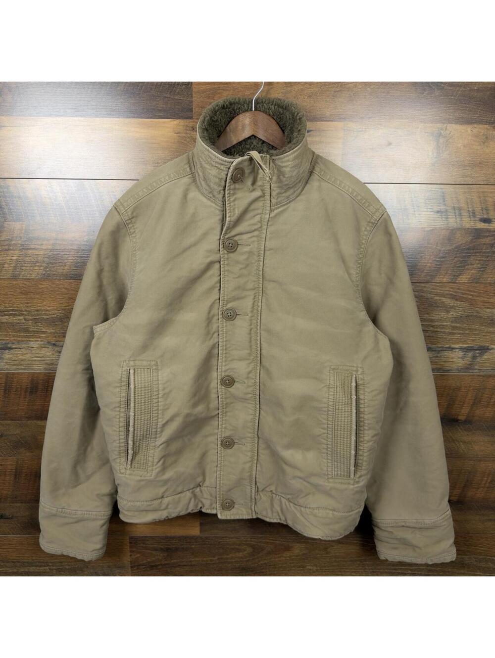 Abercrombie & Fitch Adirondack Sherpa Lined Utility Jacket Medium Khaki Y2K